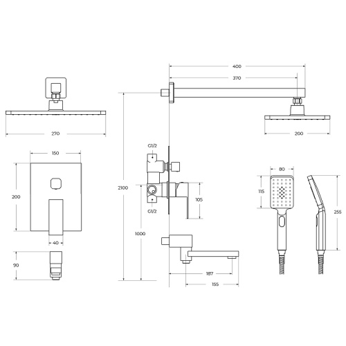картинка Душевая система Cezares Slider SLIDER-VDSET-NOP Черная матовая от магазина Сантехстрой