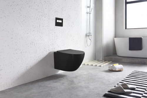 картинка Чаша унитаза подвесного, безободкового, цвет чёрный матовый ART&MAX OVALE AM011CHR-MB от магазина Сантехстрой