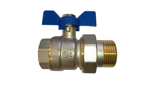 картинка Кран шаровой с американкой RM-L 1 никелированный бабочка Ду25 Ру30 (НК 11Б27п1) от магазина Сантехстрой