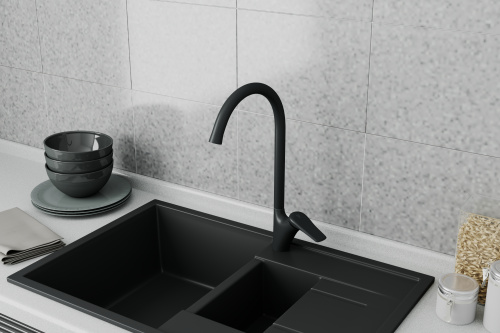 картинка Смеситель для кухни RUSH Nevis, черный (NE1735-22Black) от магазина Сантехстрой