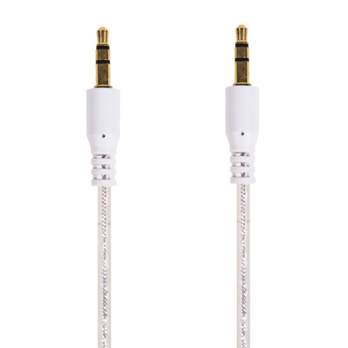 картинка Аудиокабель AUX 3.5 мм гелевый 1 м белый REXANT от магазина Сантехстрой