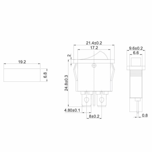 картинка Выключатель клавишный 250V 6А (2с) ON-OFF черный Mini (RWB-103, SC-766, MRS-101-5) REXANT от магазина Сантехстрой