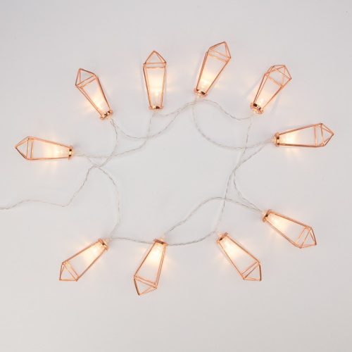 картинка Гирлянда светодиодная Кристаллы бронзовые 10 LED,  1,5 м,  прозрачный ПВХ,  теплый белый свет свечения,  2 х АА (батарейки не в комплекте) NEON-NIGHT от магазина Сантехстрой