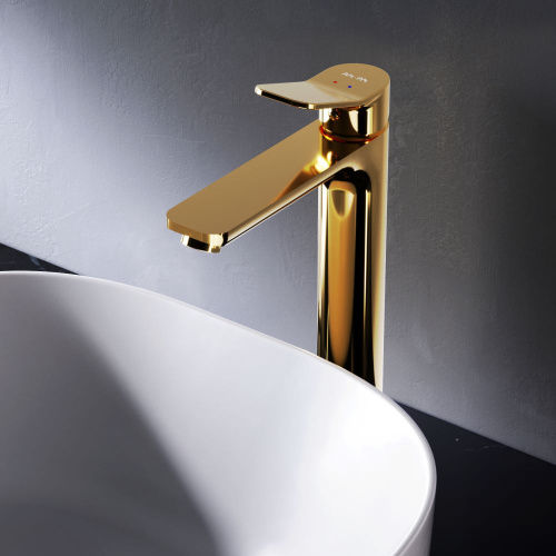 картинка F85A92099 X-Joy, смеситель д/умывальника высокий, золото от магазина Сантехстрой