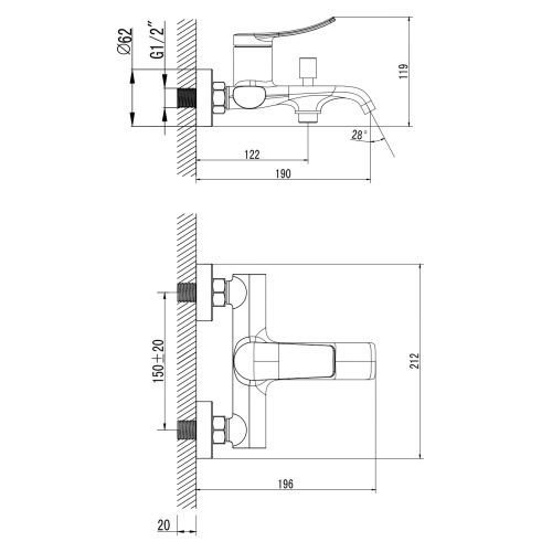 фото смеситель для ванны и душа azario ability с ручным душем, керамический картридж, черный (az-vry238331pa)