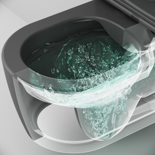 картинка C8F1700MBSC Func подвесной унитаз 49 см FlashClean с сиденьем микролифт, черн мат от магазина Сантехстрой