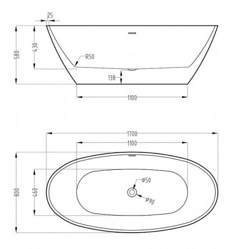 картинка Ванна Art&Max AM-599-1700-800 170х80 см, акрил от магазина Сантехстрой