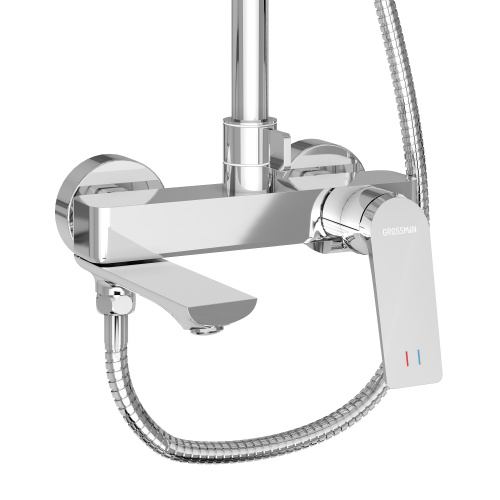 картинка Душевая стойка Galaxy 500.K35.01.100 с верхним душем, ручной лейкой и смесителем, хром глянцевый от магазина Сантехстрой