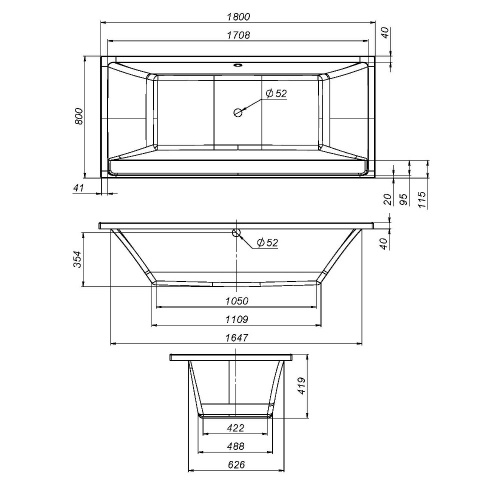 картинка W52A-180-080W-R Inspire V2.0 каркас для ванны 180х80 , комплект от магазина Сантехстрой