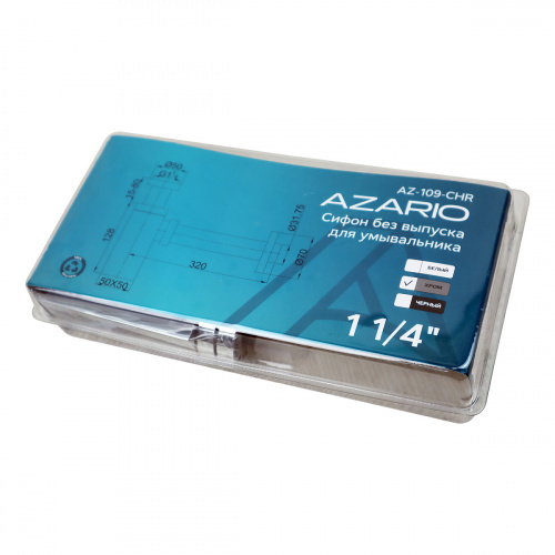 картинка Сифон для раковины AZARIO G 1 1/4, без выпуска, квадрат, латунь, хром (AZ-109-CHR) от магазина Сантехстрой