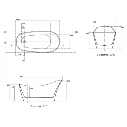 картинка KERASAN Waldorf Ванна свободностоящая акриловая  167х82х65см в комплекте со сливом Clic-clac, цвет белый от магазина Сантехстрой