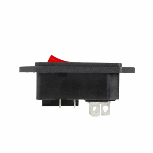 картинка Выключатель клавишный 250 V 6 А (4с) ON-OFF красный с подсветкой и штекером C14 3PIN REXANT от магазина Сантехстрой