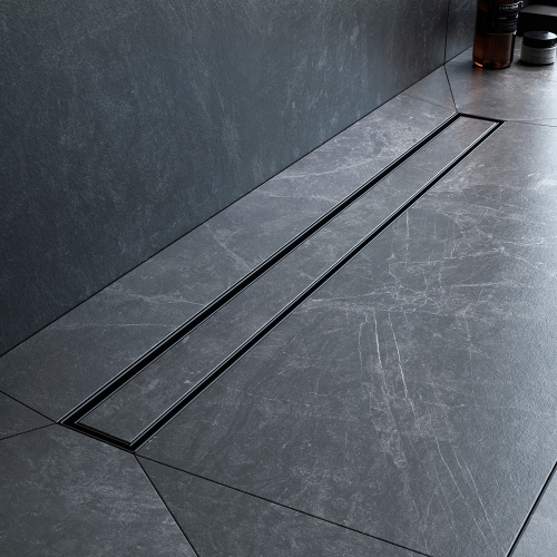 картинка W01SC-U11-080-04BM MasterFlow Трап для душа линейный универс затвор Tile 80см цвет черн мат от магазина Сантехстрой