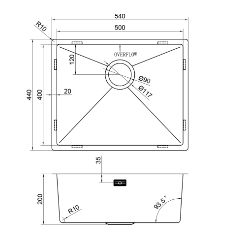 картинка Кухонная мойка Reflexion Como RX2054SS полированная сталь от магазина Сантехстрой