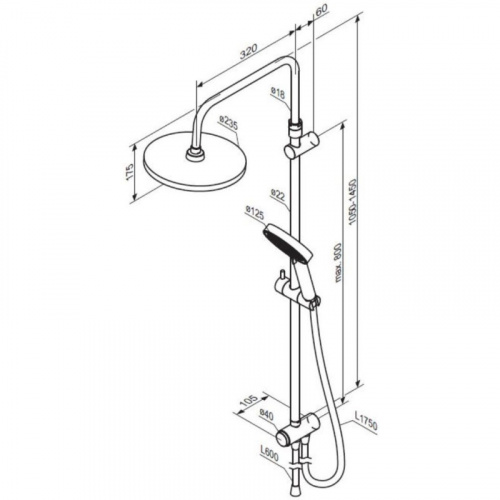 картинка 947000300 Apollo душ.система: верхн. душ 235 мм, ручн душ 3 ф-ции 125*215 мм, душ.штанга 1050-1450, от магазина Сантехстрой