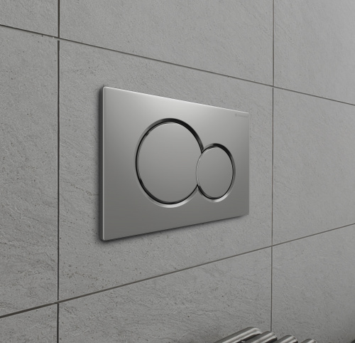 картинка Клавиша смыва для инсталляции Terminus Classic кнопка двойной круг цвет матовый хром от магазина Сантехстрой