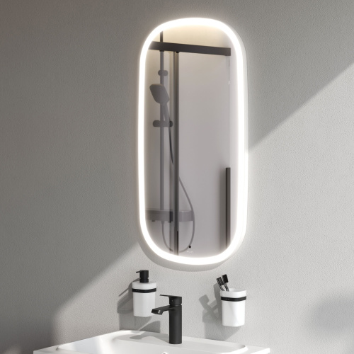 картинка M8FMOX0451WGH Зеркало универсальное с контурной LED-подсветкой, ИК- сенсором, вытянутое, 45*86 см от магазина Сантехстрой