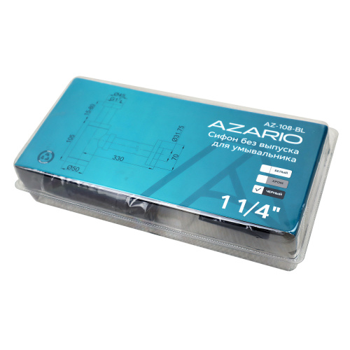 картинка Сифон для раковины AZARIO G 1 1/4, без выпуска, цилиндр, латунь, черный (AZ-108-BL) от магазина Сантехстрой