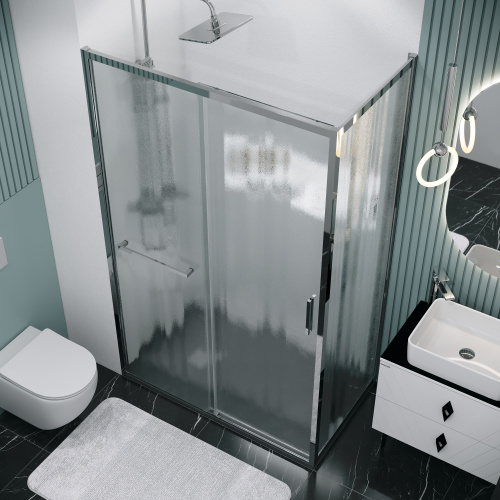 картинка Душевое ограждение Grossman Style 100.K33.05.130.10.02-200.K33.05.80.10.02 (130х80х195) раздвижная(левая),хром,стекло шиншилла,2 места от магазина Сантехстрой