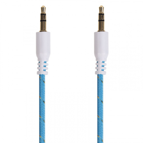 картинка Аудиокабель AUX 3.5 мм в тканевой оплетке 1 м синий REXANT от магазина Сантехстрой