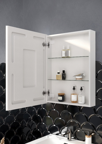 картинка Зеркальный шкаф Sancos Cube 60 CU600 с подсветкой Белый с сенсорным выключателем от магазина Сантехстрой