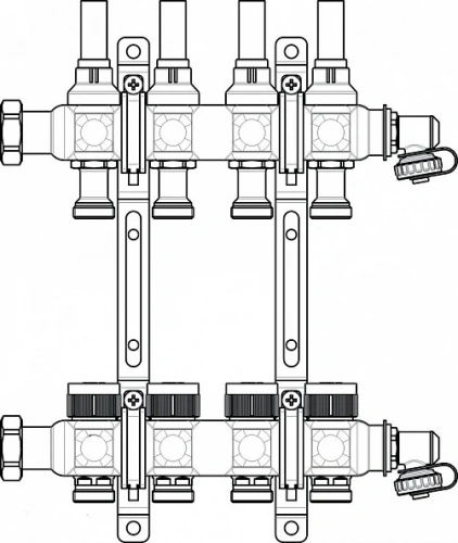 картинка Коллектор, 1", Multidis SF 2, выход-3/4" ЕК, нержавеющая сталь, со встроенными ротаметрами 0-5 л/мин. на подаче (нов.арт. 1405352) от магазина Сантехстрой