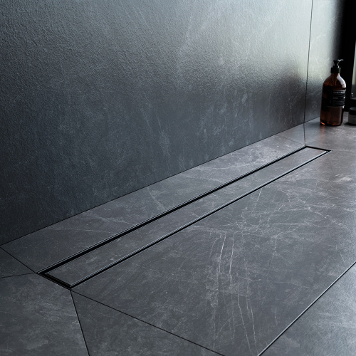 картинка W01SC-U11-080-04BM MasterFlow Трап для душа линейный универс затвор Tile 80см цвет черн мат от магазина Сантехстрой