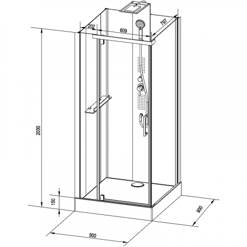 картинка Душевая кабина Black&White Galaxy G8702 90x90 8702900 с гидромассажем от магазина Сантехстрой