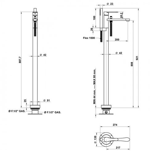 картинка Bongio Внутренняя часть для монтажа напольного смесителя (СО склада 2шт последние продаем со смесителем 01534OR0DEU) от магазина Сантехстрой