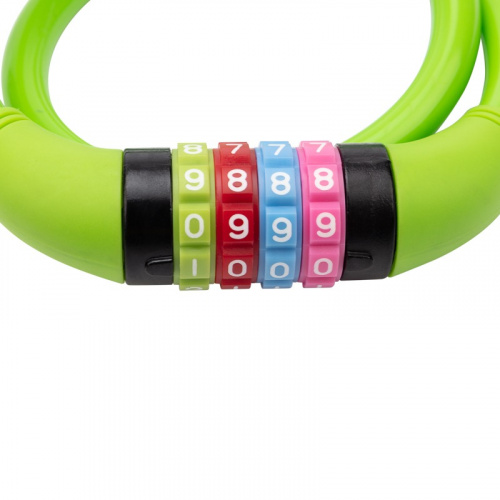 картинка Тросовый кодовый замок взломостойкий для велосипедов и колясок 65 см зеленый от магазина Сантехстрой