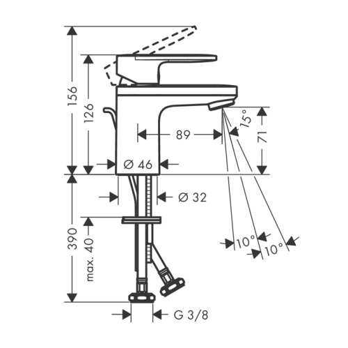 картинка HG Vernis Blend Смеситель для раковины 70, на 1 отв, с донным клапаном, излив 89мм, h71мм, цвет: хром от магазина Сантехстрой