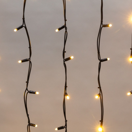 картинка Гирлянда светодиодная Бахрома (Айсикл),  3,2х0,9м,  120 LED ТЕПЛЫЙ БЕЛЫЙ,  черный КАУЧУК 3,3мм,  IP67, эффект мерцания,  230В NEON-NIGHT (нужен шнур питания 315-000) от магазина Сантехстрой