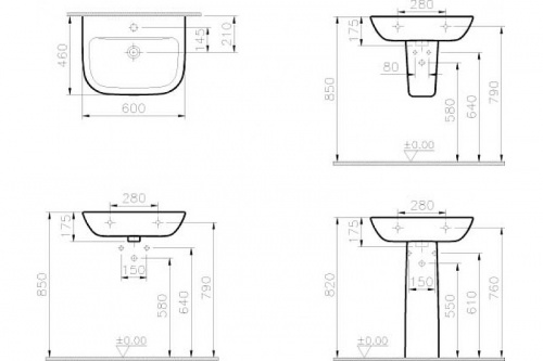картинка Раковина Vitra S20 60 5503B003-0001 Белая от магазина Сантехстрой