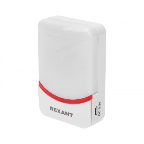 картинка Беспроводной дверной звонок c цифровым кодированием переливающийся 38 мелодий 150м IP44 (белый/красный) REXANT от магазина Сантехстрой