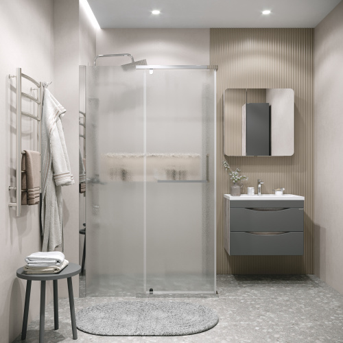 картинка Боковая стенка Grossman Pragma 200.K33.03.90.10.02 (90х195) хром,стекло шиншилла, 1 место от магазина Сантехстрой