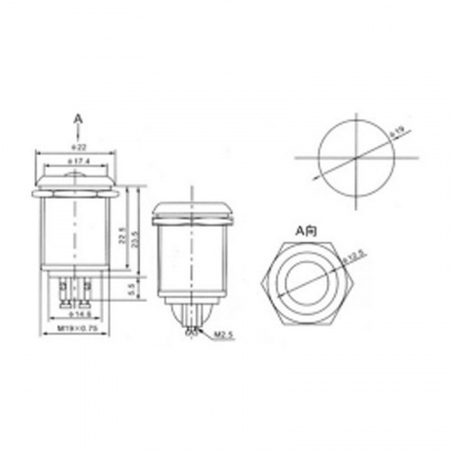 картинка Кнопка антивандальная Ø19 Б/Фикс (2с) OFF-(ON) выпуклая (PBS-28В-4) REXANT от магазина Сантехстрой