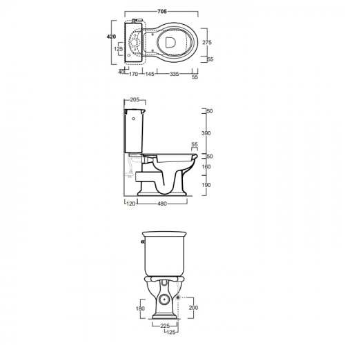 картинка SIMAS Lante Бачок для унитаза моноблока 42х20,5см, с боковым отверстием для ручки механизма, цвет белый от магазина Сантехстрой