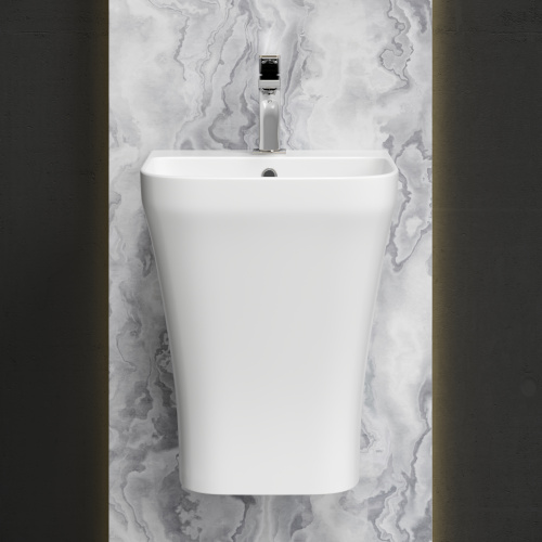 картинка CN6067 Раковина моноблок подвесная DION с отверстием под смеситель, со сливом переливом от магазина Сантехстрой