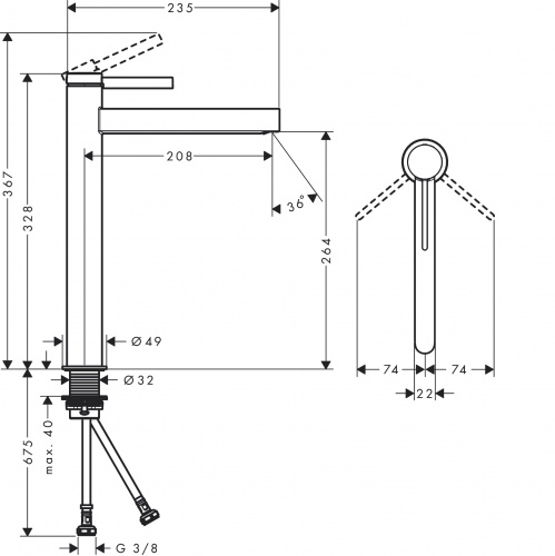картинка HG Finoris Смеситель для раковины 260 hriser, цвет черный матовый от магазина Сантехстрой