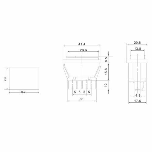 картинка Переключатель (стеклоподъемника) клавишный 12V 20А (5с) (ON)-OFF-(ON) черный с подсветкой (ASW-02D) REXANT от магазина Сантехстрой