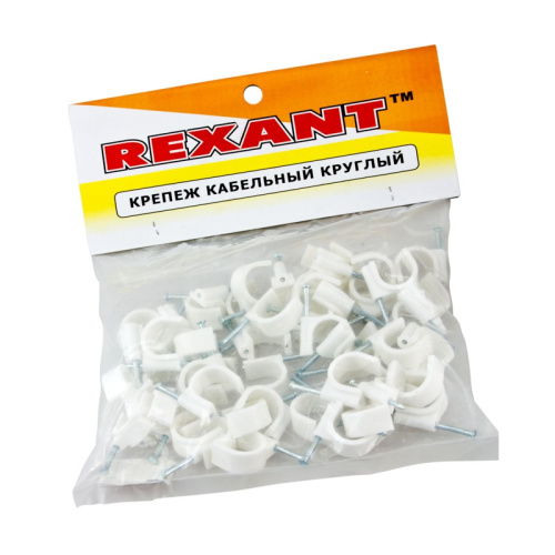 картинка Крепеж кабеля круглый 20 мм,  белый (упак.  50 шт) REXANT от магазина Сантехстрой
