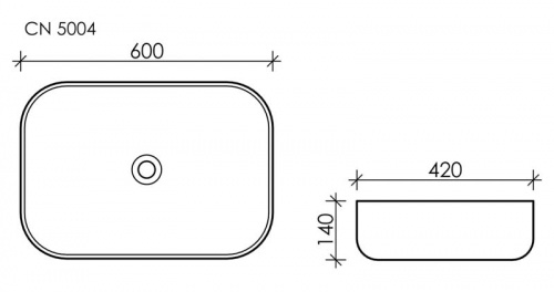 картинка CN5004 Умывальник чаша накладная прямоугольная Element 600*420*140мм от магазина Сантехстрой