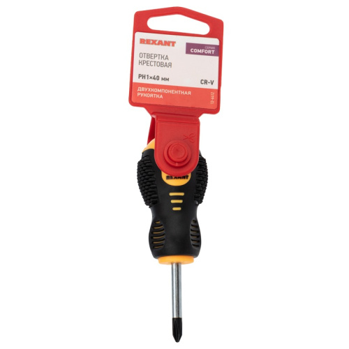 картинка Отвертка крестовая PH1х40мм,  двухкомпонентная рукоятка REXANT от магазина Сантехстрой