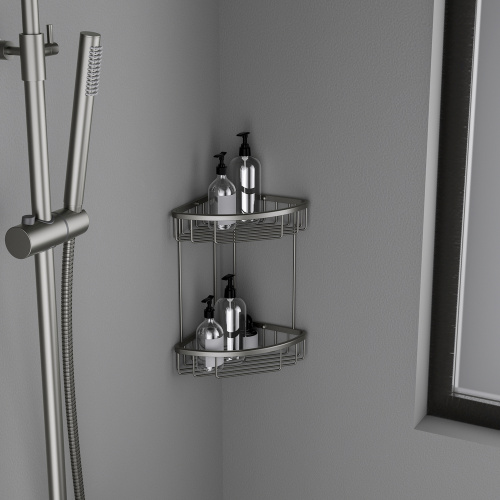 картинка Полка угловая двойная Timo Saona черное золото (13082/18) от магазина Сантехстрой