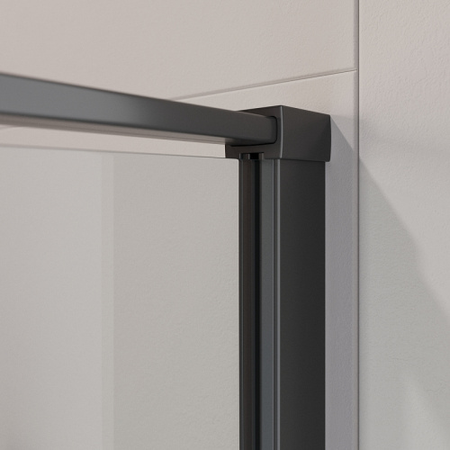 картинка Душевая дверь Cezares Liner 90 R LINER-B-12-90-C-NERO-R профиль Черный матовый стекло прозрачное от магазина Сантехстрой