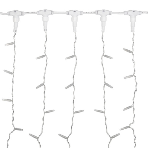 картинка Гирлянда светодиодная Занавес 2х1,5м 300 LED ТЕПЛЫЙ БЕЛЫЙ прозрачный ПВХ IP65 постоянное свечение 230В соединяется NEON-NIGHT нужен шнур 303-500-1 от магазина Сантехстрой