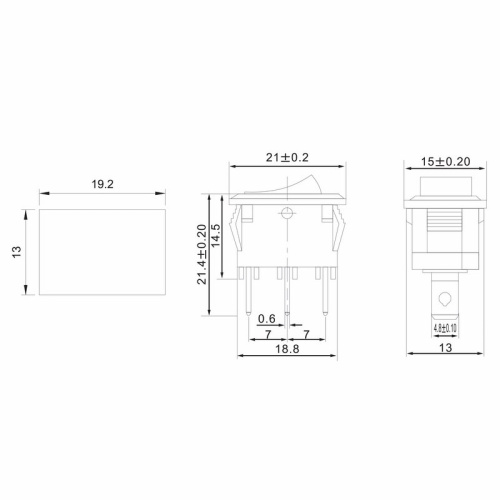 картинка Переключатель клавишный 250V 6А (3с) ON-ON черный Mini (RWB-202, SC-768) REXANT от магазина Сантехстрой