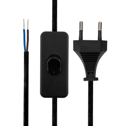 картинка Сетевой шнур с выключателем 2х0,75 мм²,  1,8 м черный REXANT от магазина Сантехстрой