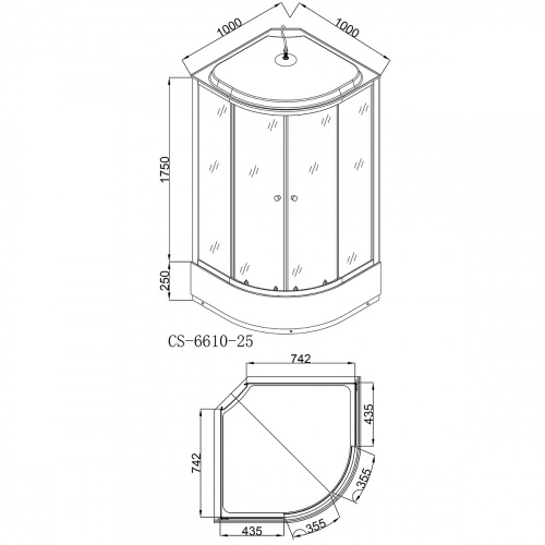 картинка Душевая кабина LORANTO CS-6610-25 F 100х100х215 матовое стекло 4 мм, поддон 25 см от магазина Сантехстрой