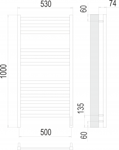 картинка Полотенцесушитель Terminus Енисей П12 500х1000 электро от магазина Сантехстрой